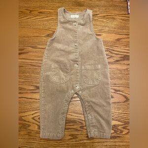 Kids Tan Corduroy Overalls